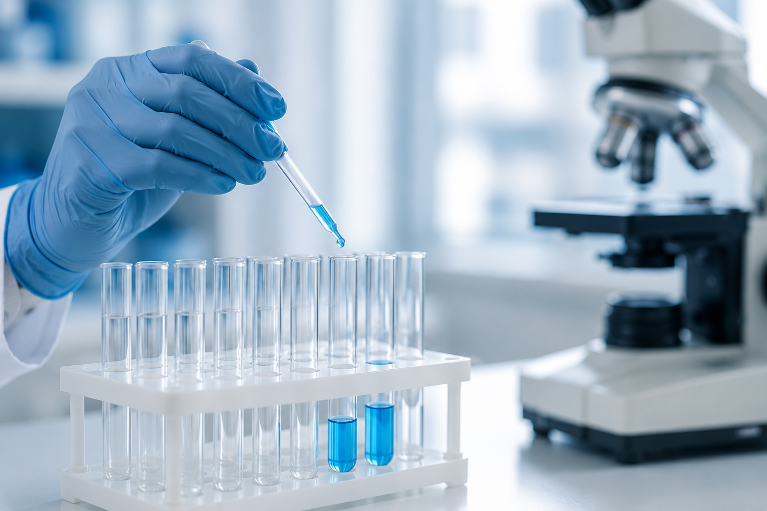 Equipo de laboratorio analizando muestras médicas
